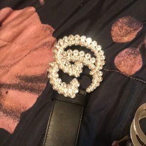 Leather belt with Double G buckle